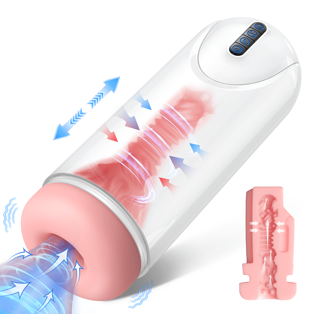 Multi-Function Male Masturbator - 4 Thrusts & 4 Suctions & 10 Vibration Modes