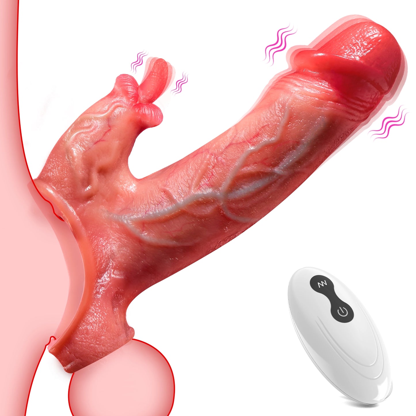 Penis Sleeve Cock Vibrator - Realistic Penis Extender & Enlarger with 8 Vibration Modes