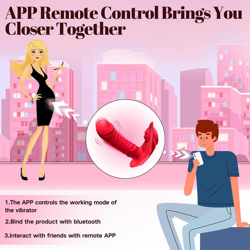 APP Remote Control Vibrator Sex Toys - Adult Toys Wearable Thrusting Dildo with 10 Thrusting