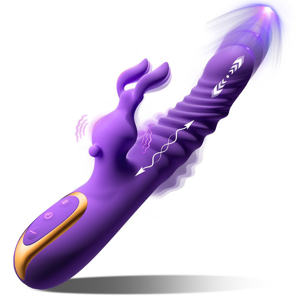 Rabbit Dildos for Clitorial Anal Stimulation,3 in 1 G spot Vibrators Dildo with 6 Twisting & 6 Vibrating Modes