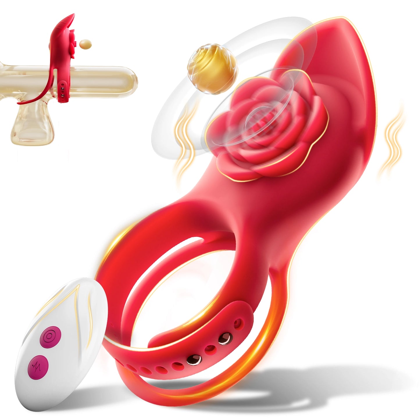 Rose Red Vibration Cock Ring | 9 Vibrations & Remote Control
