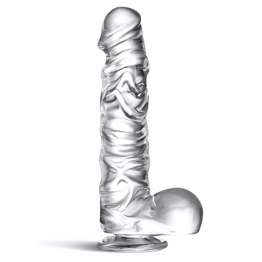 Manual 9.8 Inch Realistic Dildo, Clear Dildo with Strong Suction Cup, Human Safety Material