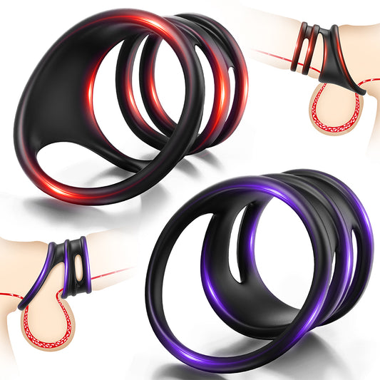 Penis Rings Male Sex Toy - Silicone Cock Rings with 2 Different Style Set for Erectile Enhancement
