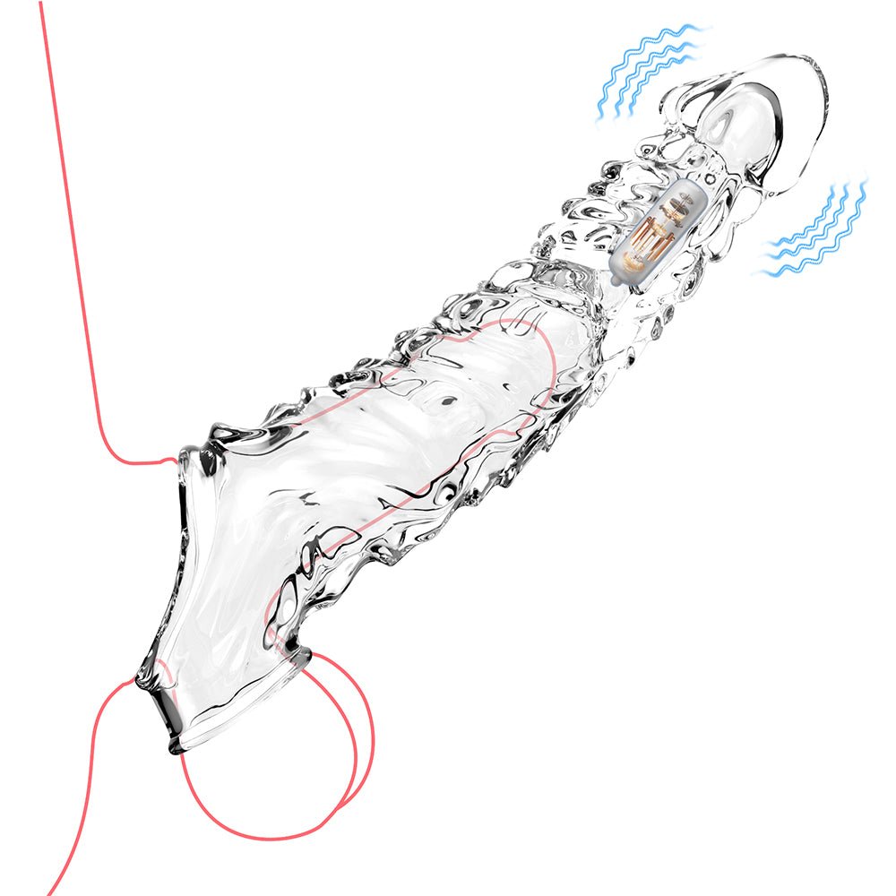 Penis Sleeve Vibrator Cock Ring-3.4 Inch Penis Extender Sleeves with Penis Ring for Cock Enlarger & Girth Male Sex Toys