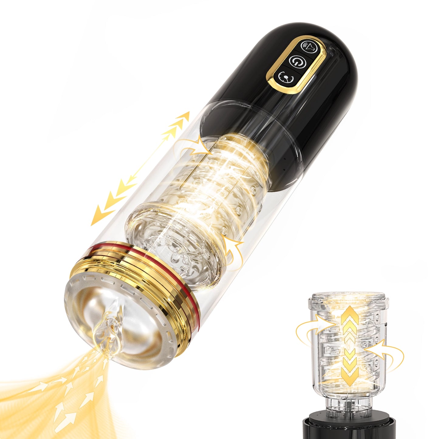 Realistic Male Masturbation Mug - 10-Frequency Telescopic, Spin & Sucking Functions