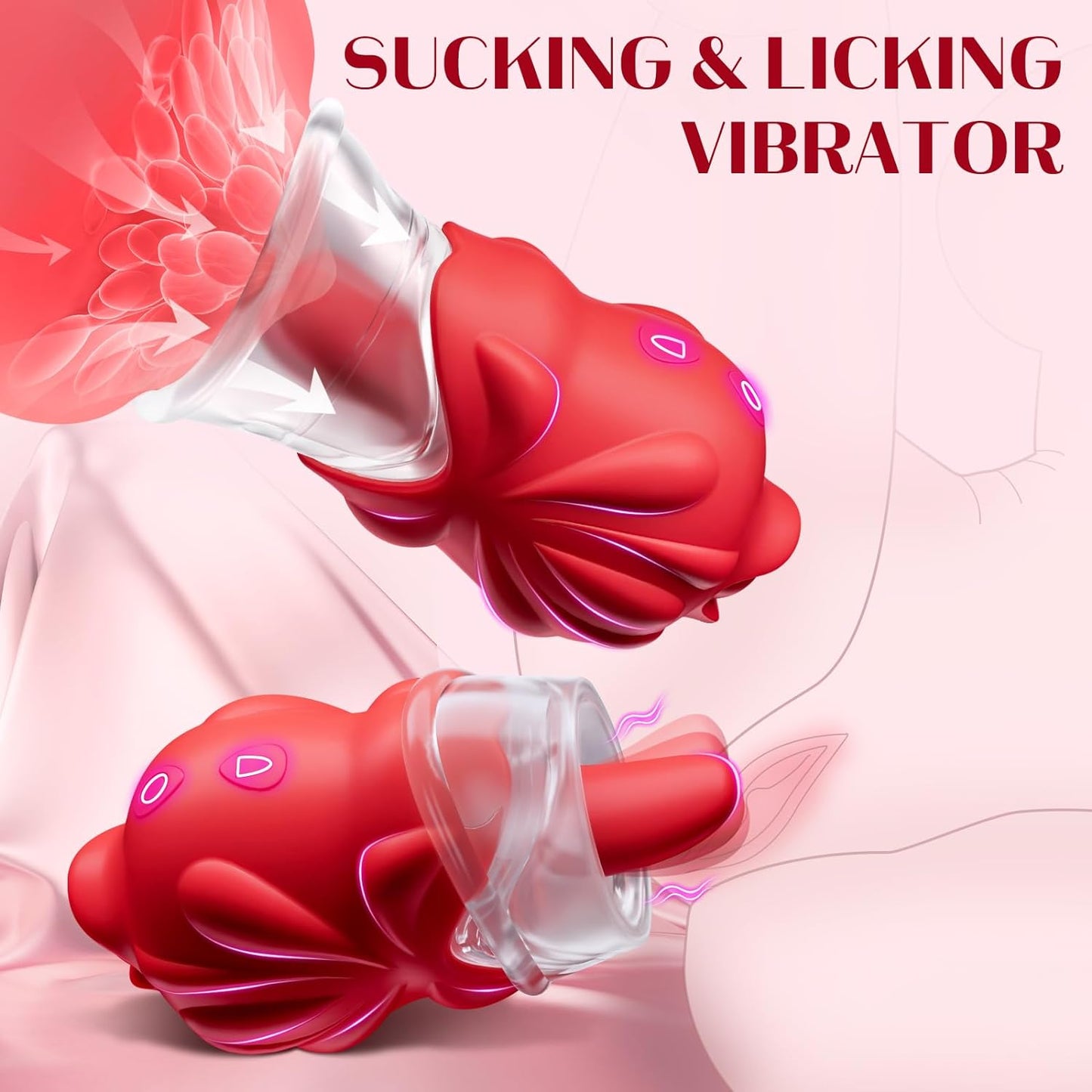 AAVIBE Rose Sex Toy Vibrator for Women - 2 in 1 Rose Sucking Sex Toys Nipple Toy Clits Vibrators Stimulator with 10 Tongue Licking 10 Suction Modes for Female Clitoral Stimulation,Adult Toys for Women Couple
