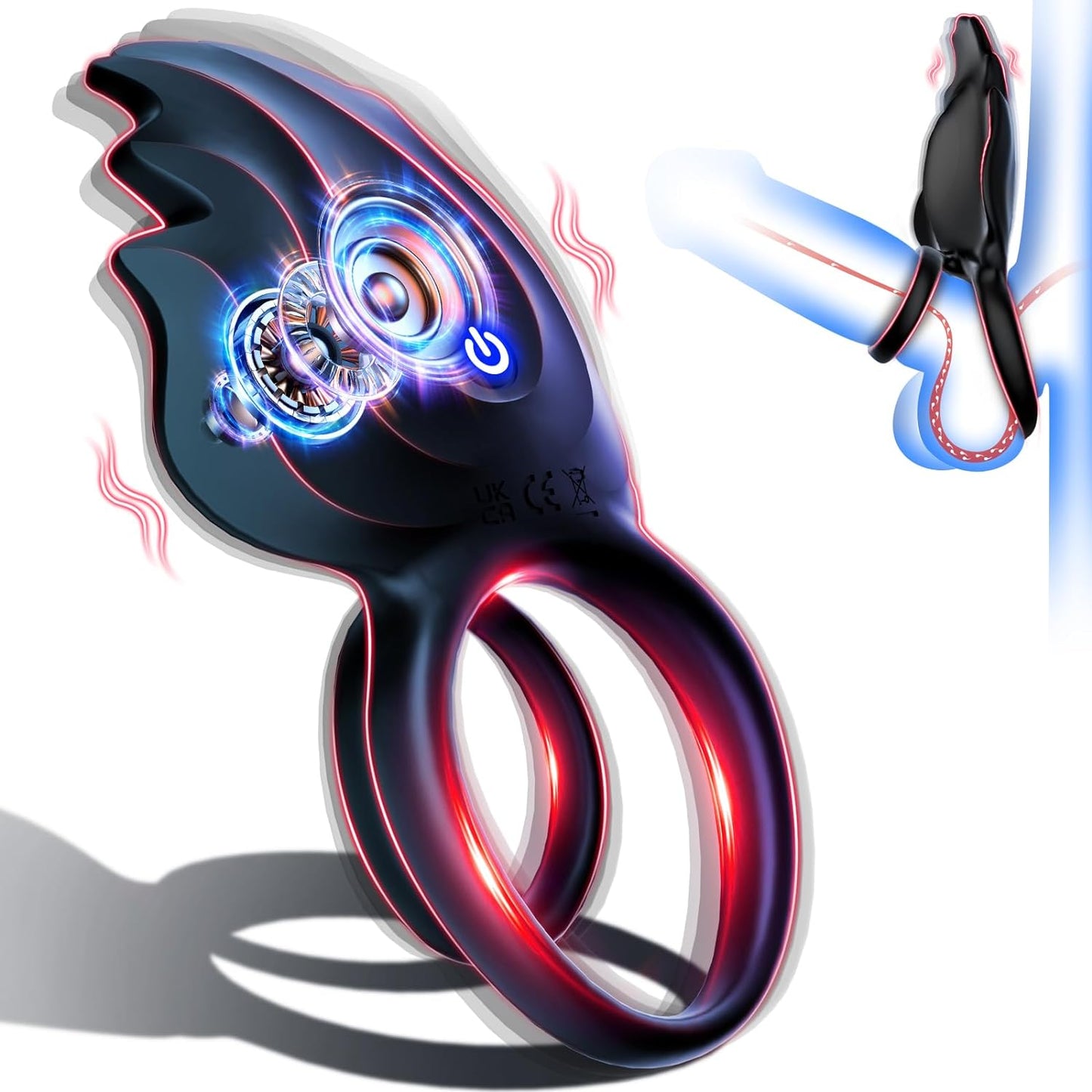 Penis Ring Clitoral Vibrator Double Pleasure 2-in-1 Vibrating Cock Ring with 9 Modes and APP Remote Control