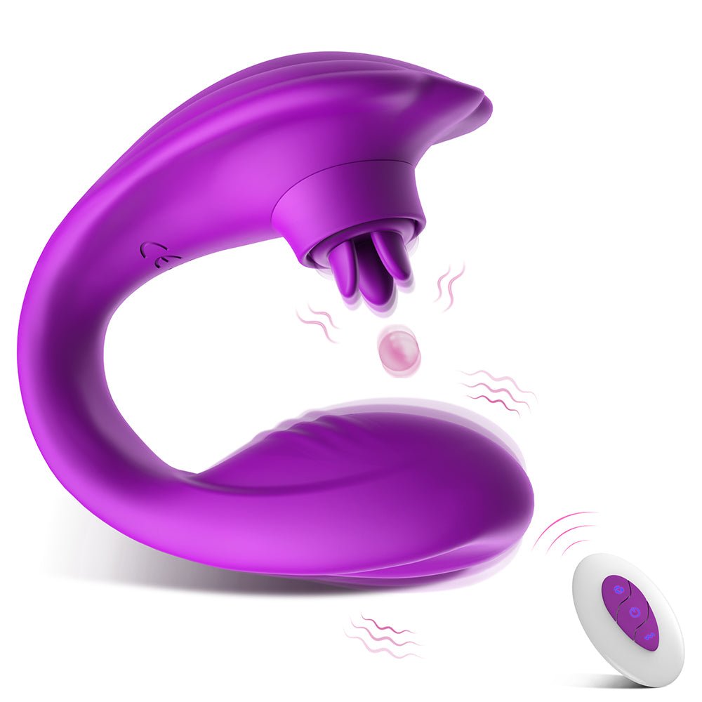 Remote Clitoral G-Spot Vibrator,Couples Vibrator with 10 Tongue Licking and 10 Vibration Modes Female Stimulator