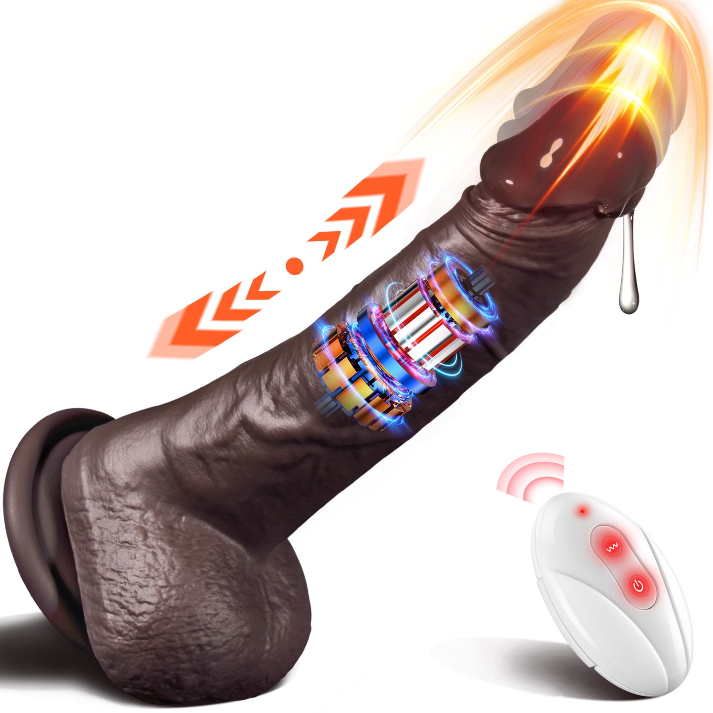 Thrusting Dildo Adult Sex Toys, Remote Control Heated Black Realistic Dildos with 9 Thrusting & Vibrating Modes for G-Spots clit Anal stimulater