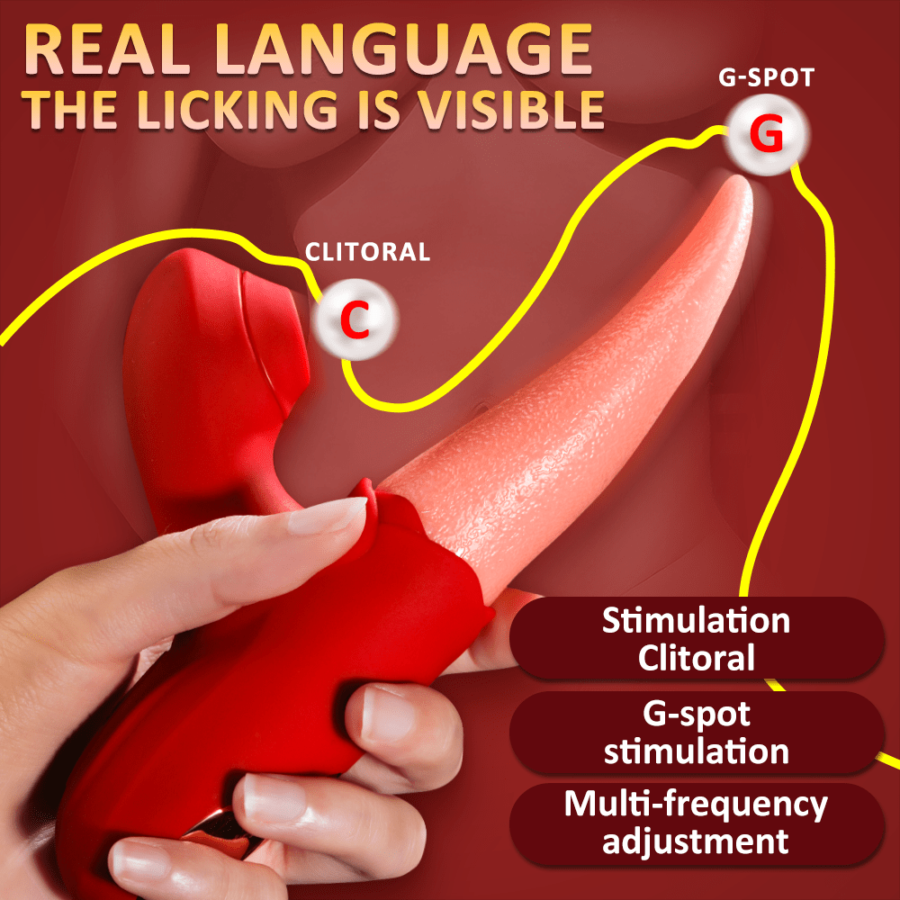 Powerful Stimulation Vibrator: Rose Tongue Licking Clitoris & Nipple Stimulation Toy