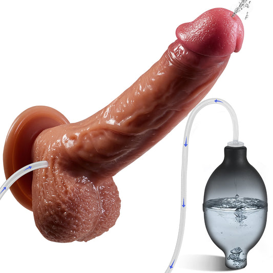 Realistic Squirting Dildo Sex Toy - 8.3 Inch Ejaculating Penis with Strong Suction Cup
