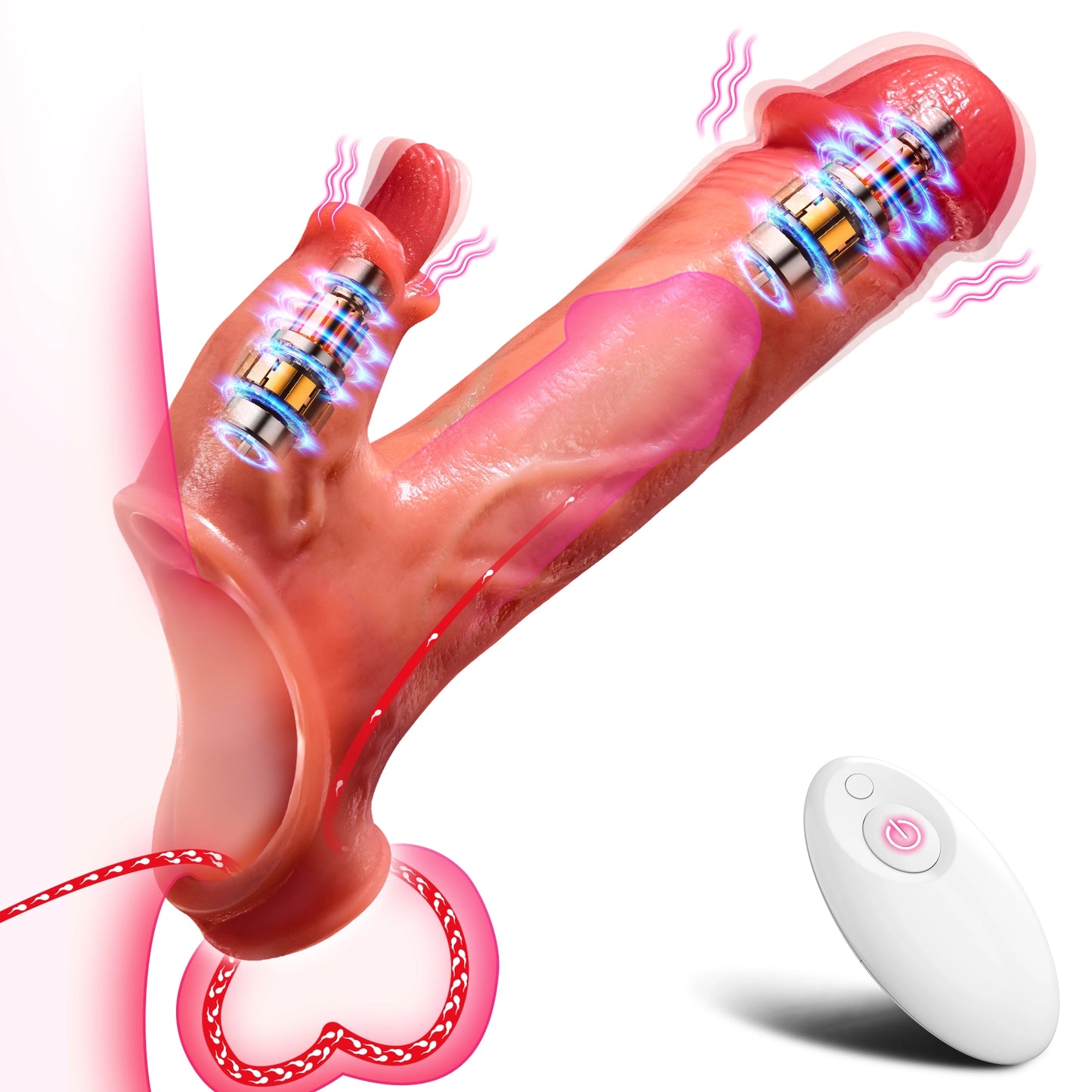 Penis Sleeve Cock Vibrator - Realistic Penis Extender & Enlarger with 8 Vibration Modes