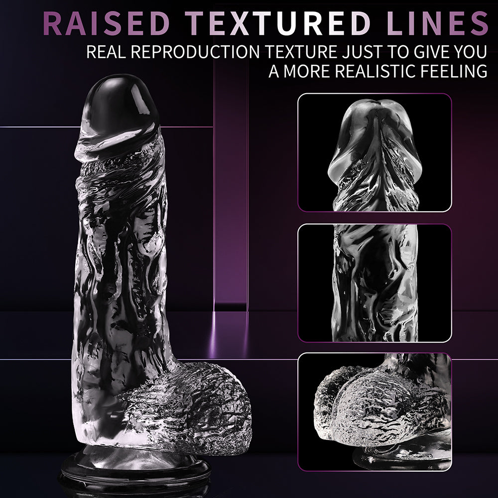 JKALYQ 8.8 Inch Clear Dildo Sex Toys - Realistic Dildos with Powerful Suction Cup for Women
