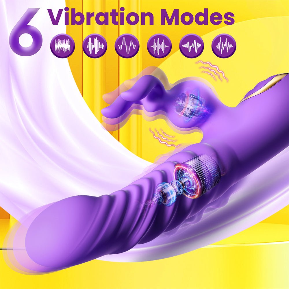 Rabbit Dildos for Clitorial Anal Stimulation,3 in 1 G spot Vibrators Dildo with 6 Twisting & 6 Vibrating Modes