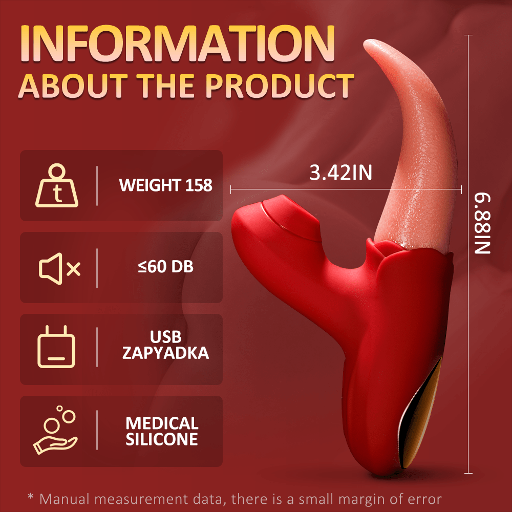 Powerful Stimulation Vibrator: Rose Tongue Licking Clitoris & Nipple Stimulation Toy