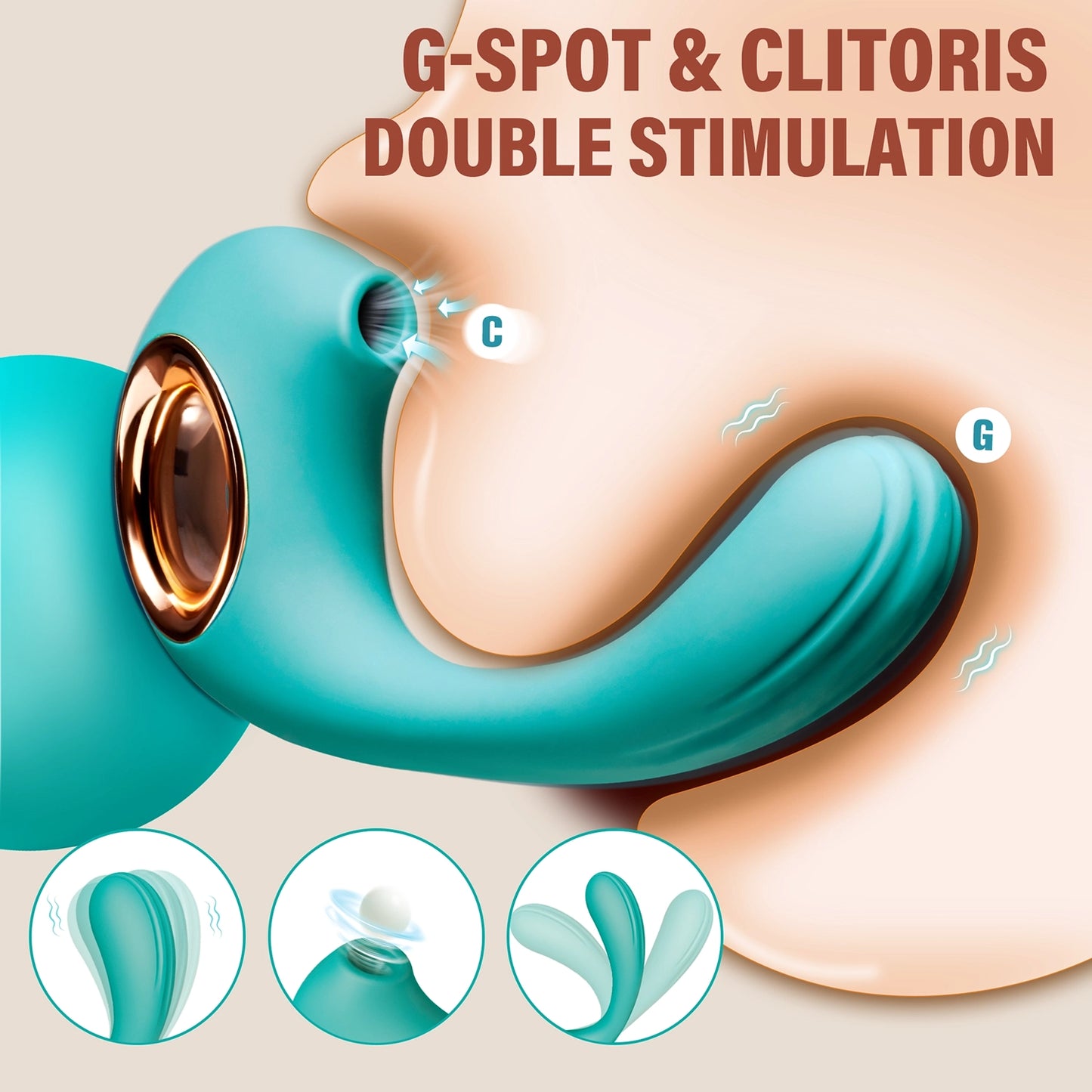 Green G Spot Vibrator - Double Stimulation Sex Toy with 12 Vibration & Licking Modes