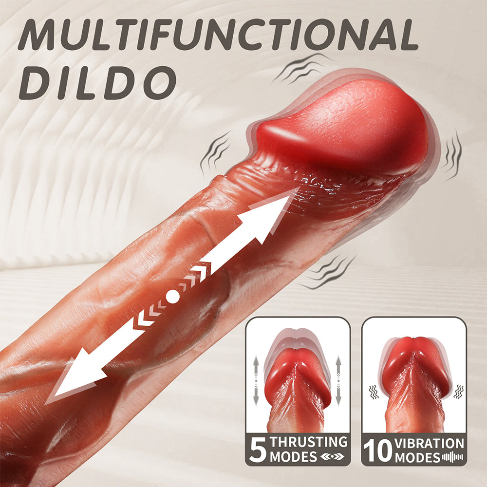 Thrusting Dildo Vibrator - 9 Inch Realistic Dildo with 10 Vibration and 5 Thrusting Modes