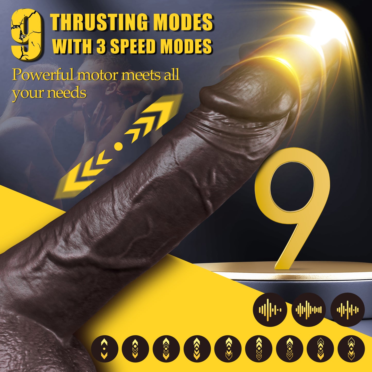 Thrusting Dildo Adult Sex Toys, Remote Control Heated Black Realistic Dildos With 9 Thrusting & Vibrating Modes For G-Spots Clit Anal Stimulater