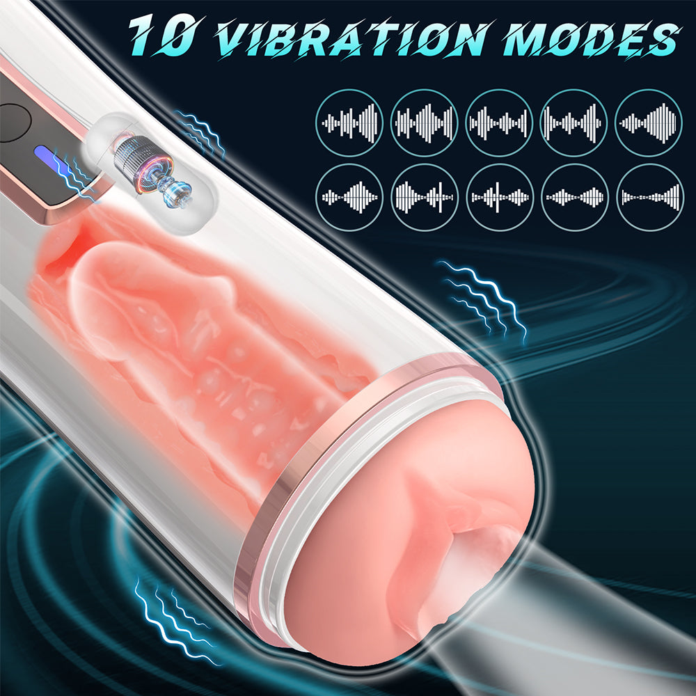 Automatic Male Masturbator Cup - Hands Free Masturbators Stroker with 10 Vibrating Modes Male Pleasure Blowjob Machine