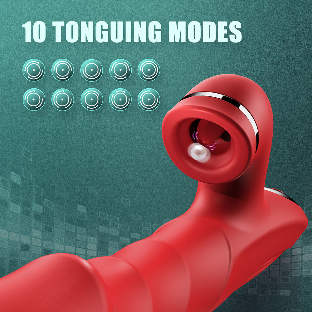 Thrusting Dildo for Women Adult Toys G Spot Vibrator Clitoral Stimulator with 10 Tongue Licking & 10 Vibrating Modes & Heating Function