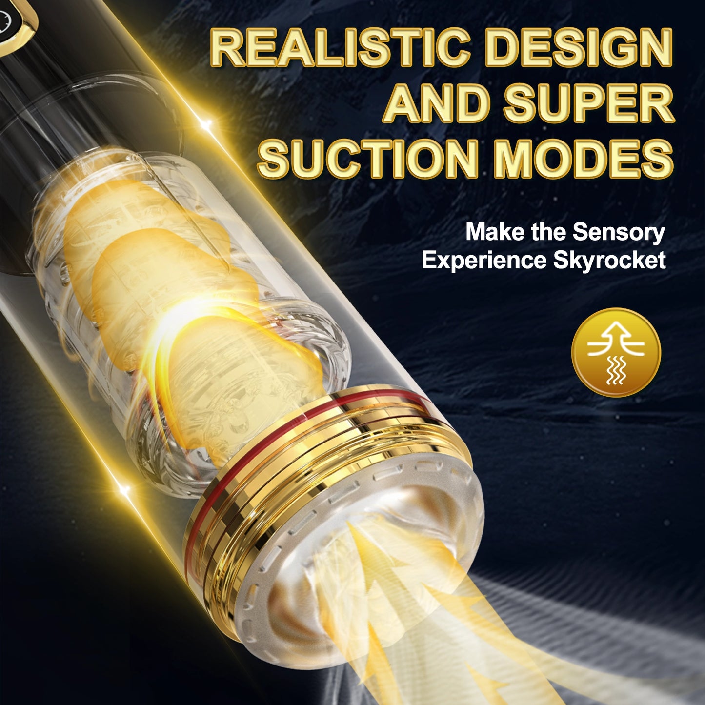 Realistic Male Masturbation Mug - 10-Frequency Telescopic, Spin & Sucking Functions