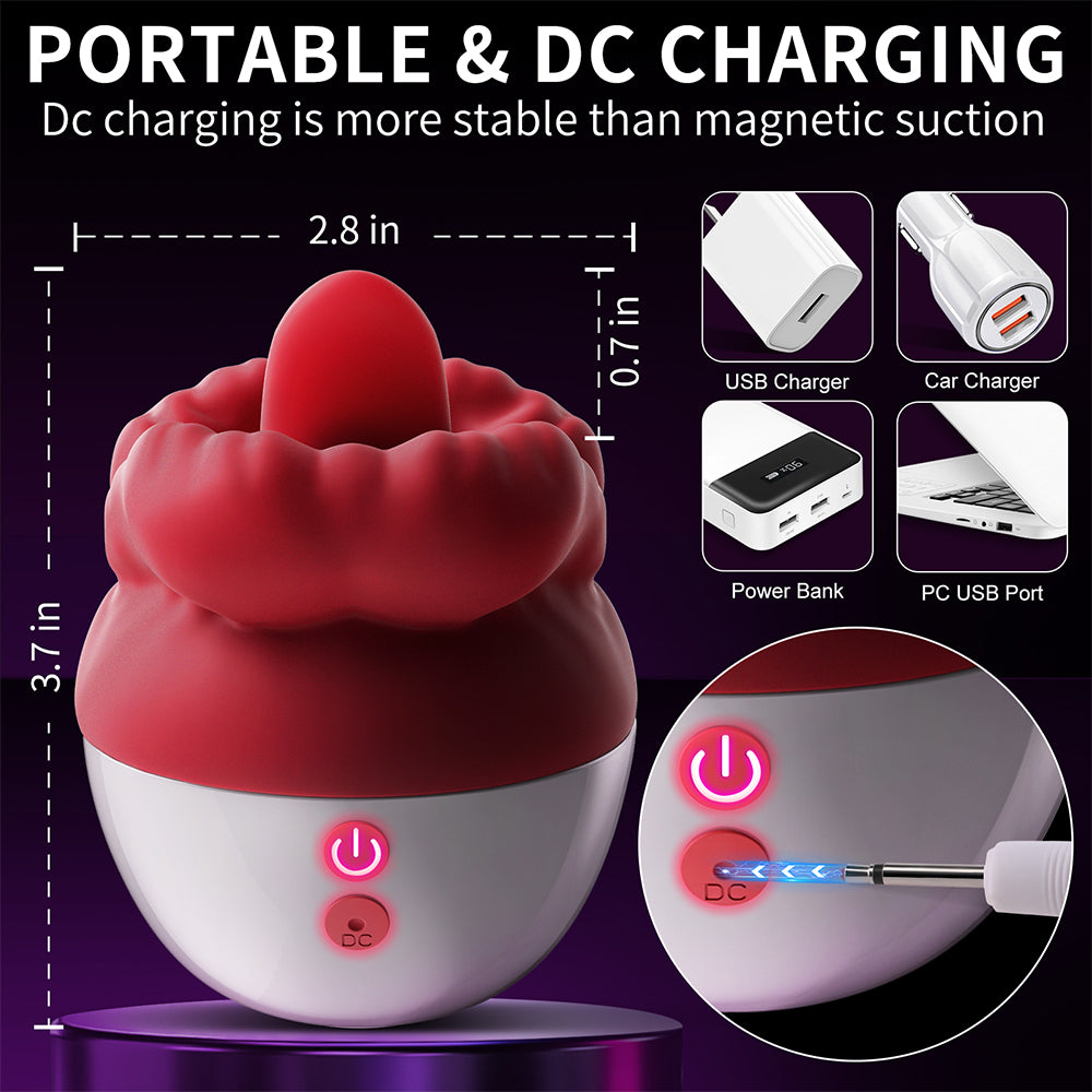 Rose Sex Toys Vibrator for Women - Adult Toys with 10 Vibrating & 10 Tongue Licking Modes