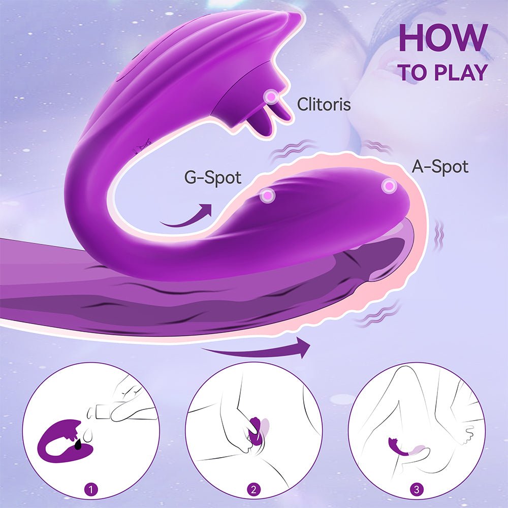 Remote Clitoral G-Spot Vibrator,Couples Vibrator with 10 Tongue Licking and 10 Vibration Modes Female Stimulator