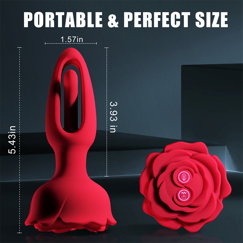 Vibrating Anal Plug Sex Toys - Rose Butt Plug Anal Toys with 9 Vibration & Flapping Modes Remote Control