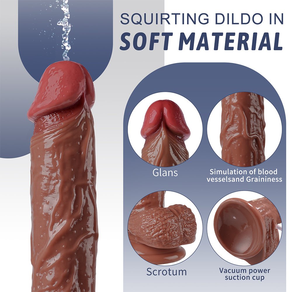 Realistic Squirting Dildo Ejaculating Penis for Beginners with Strong Suction Cup for Hands-Free Play