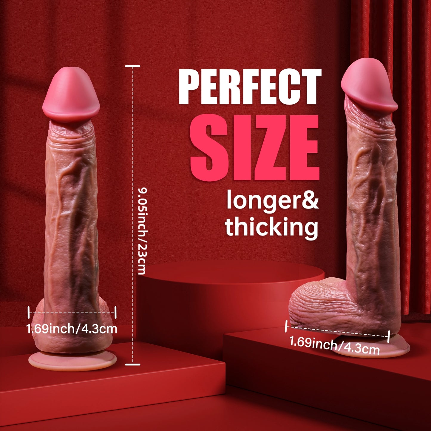 9.05-Inch Female Pleasure Dildo – Silicone Vaginal & Anal Toy with Suction Cup