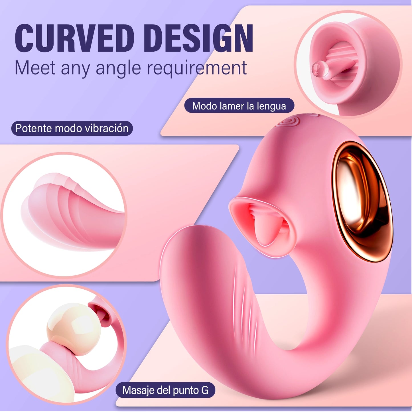 Pink G Spot Vibrator - Double Stimulation Sex Toy with 12 Vibration & Licking Modes