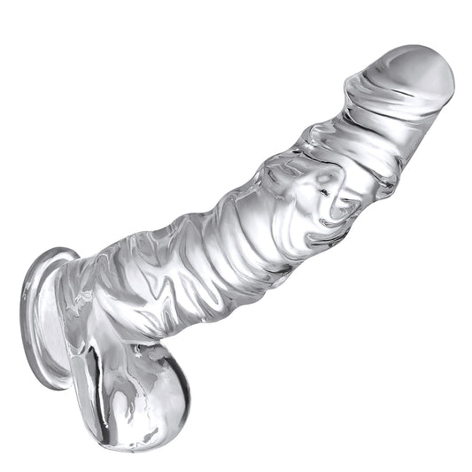 Manual 9.8 Inch Realistic Dildo, Clear Dildo with Strong Suction Cup, Human Safety Material