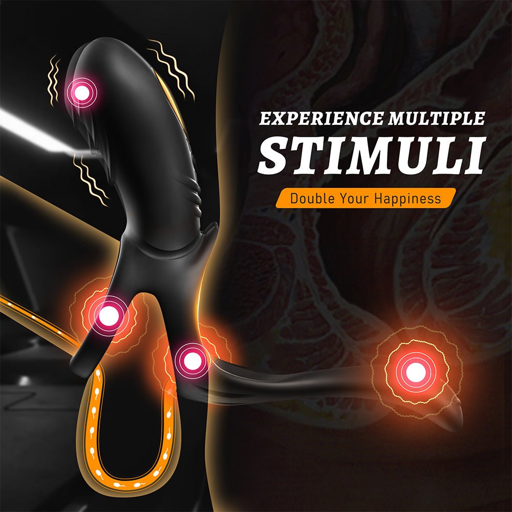 Vibrating Cock Ring Male Sex Toys,AAV 3 in1 Double Penis Ring Vibrator with 10 Vibration Modes