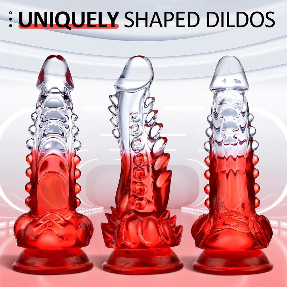 Clear Monster Dildo - 8.8 Inch Realistic G-spot Toy with Suction Cup for Hands-Free Pleasure. Ideal for Adults, Women, Men, and Couples