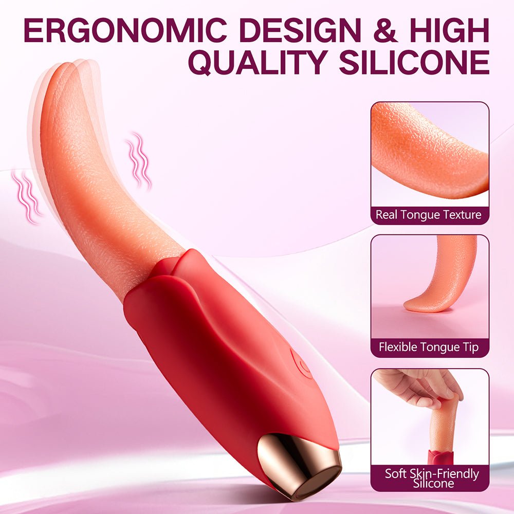 Rose Sex Toy Vibrator for Women - Clitoral G Spot Stimulator with 10 Tongue Licking Vibration Modes