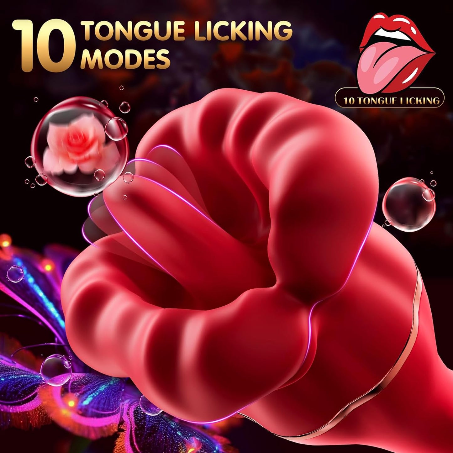 Adult Sex Toys Rose Vibrator - Rose Sex Toy Clitoral Vibrators with 10 Tongue Licking & 10 Vibration Modes Clit G Spot Anal Vagina Nipple Female Sex Toys, Adult Toy Dildos Couples Sex Toys for Women