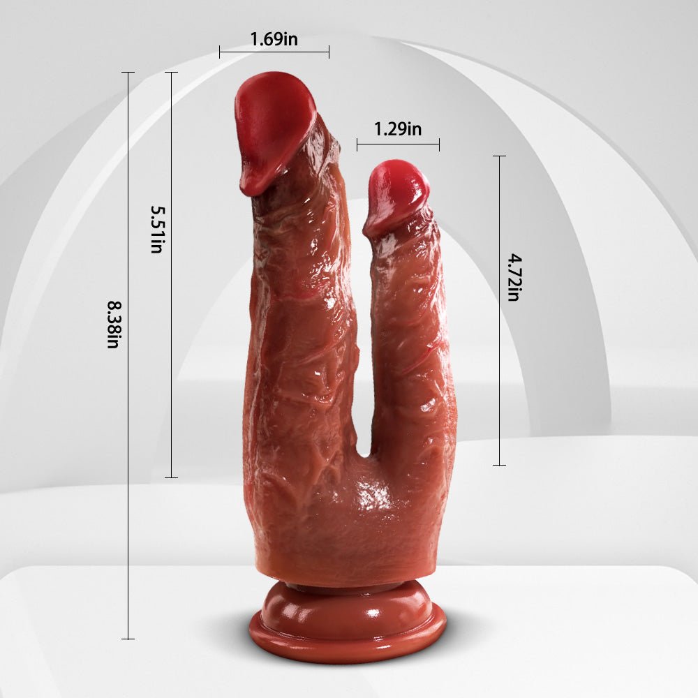 Silicone Double Head Dildo - Realistic Penis with Suction Cups for G-Spot and Anal Stimulation, Ideal for Women and Lesbians