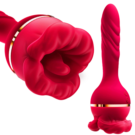 Vibrator Rose Sex Toys Dildo - 3IN1 Adult Toys Sex Stimulator for Women with 5 Tongue Licking & 7 Thrusting Dildo Vibrator, Adult Sex Toys & Games for Couples Clitoral G Spot Nipple Anal