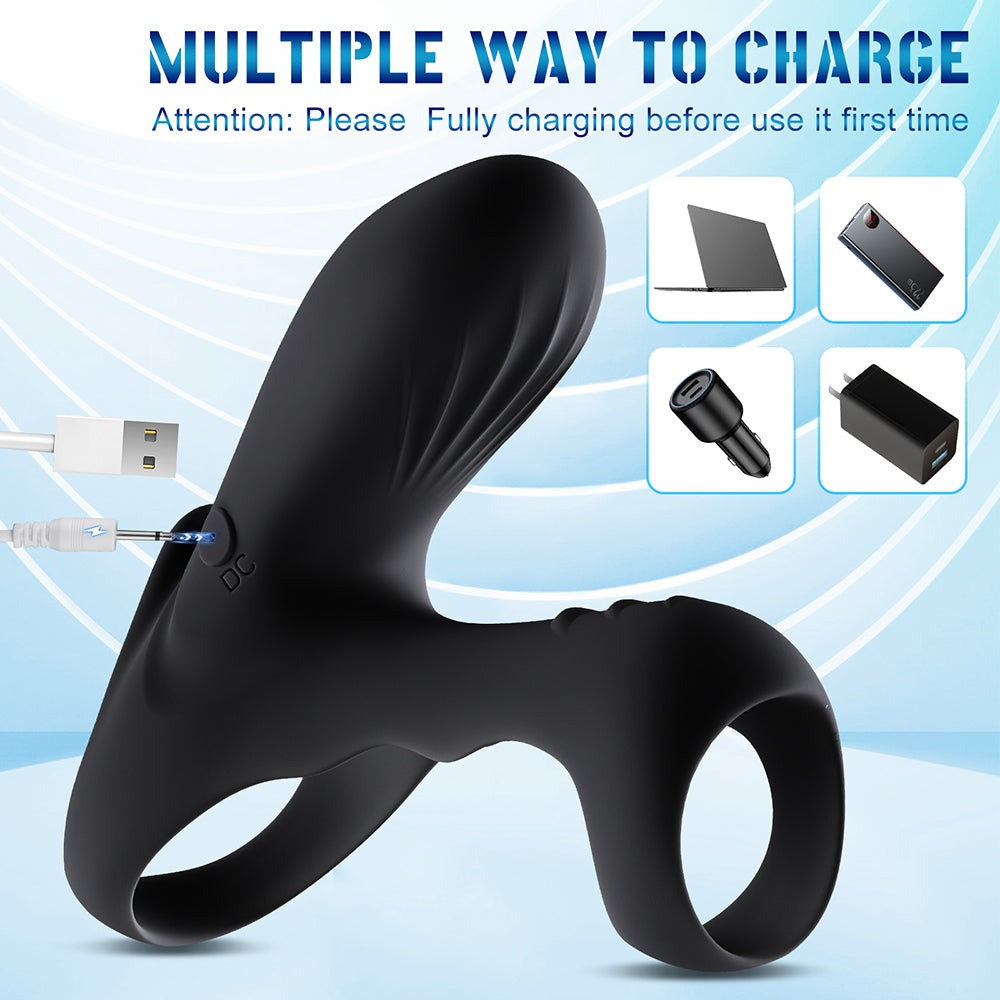 Vibraring Cock Ring Sex Toy for Men, 9 Vibrating Modes Male Penis Ring with G-Spot Clitoral Stimulator