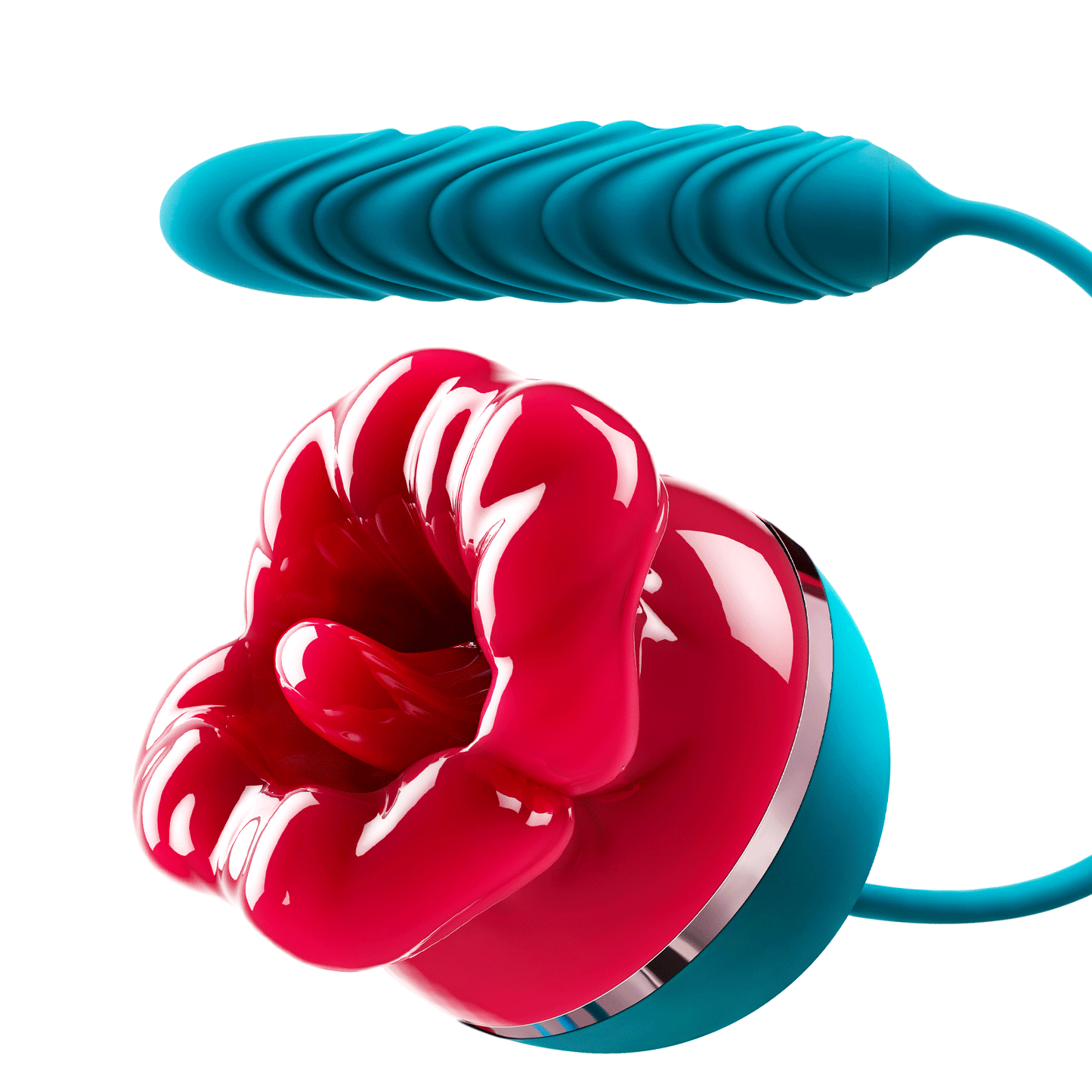 Big Mouth-Shaped Vibrator 3in with 9 Tongue Licking & 6 Thrusting G Spot Dildo For Women