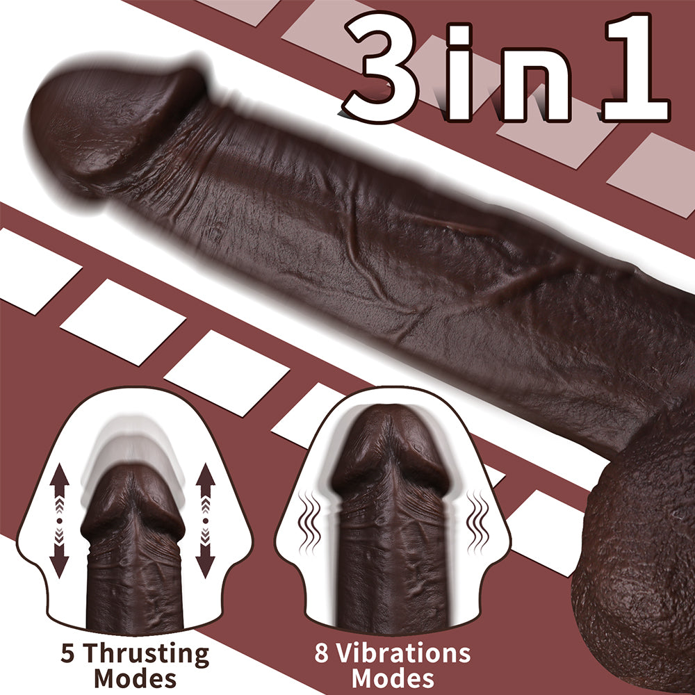 Thrusting Dildo Vibrator Sex Toys with 5 Thrusting 8 Vibration Modes, 9.5 inch Dildos for Women Realistic Vibrating Dildo