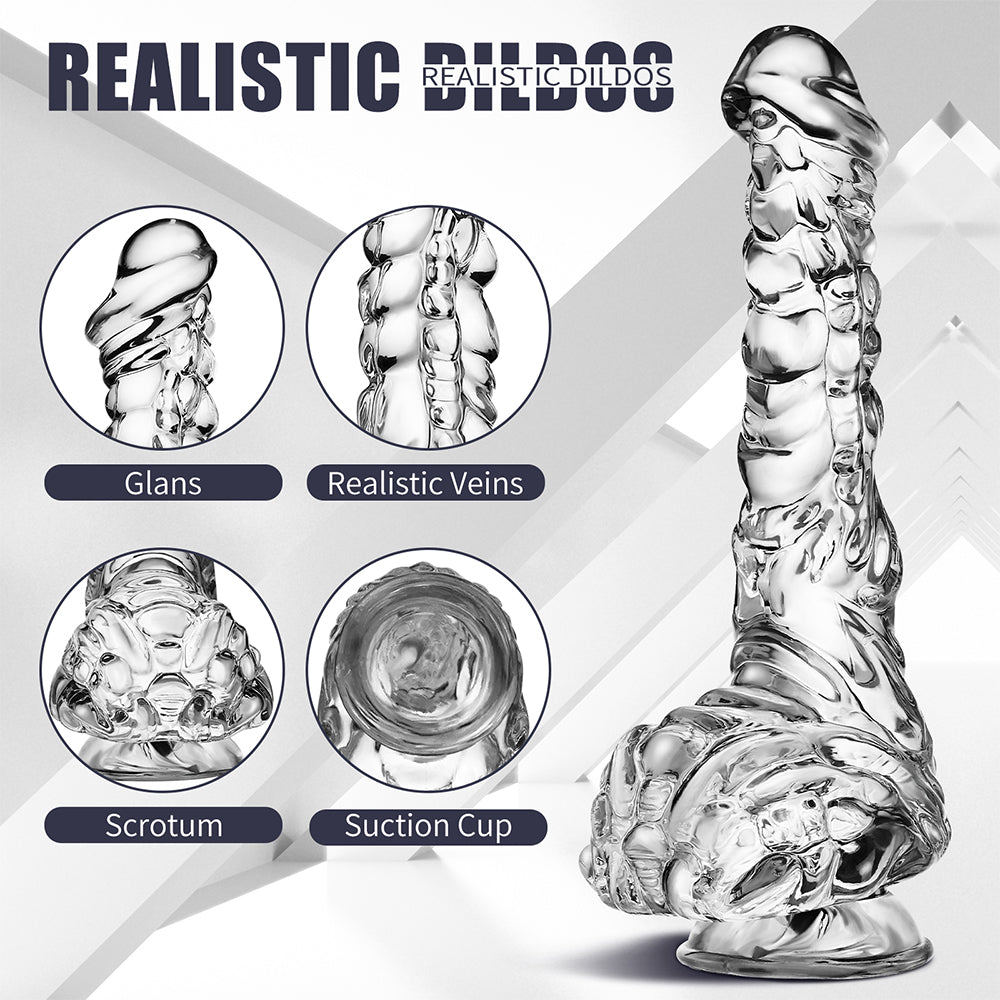LPJXVU 9 Inch Clear Realistic Dildo, Bad Dragon Dildo with Soft Material and Powerful Suction Cup