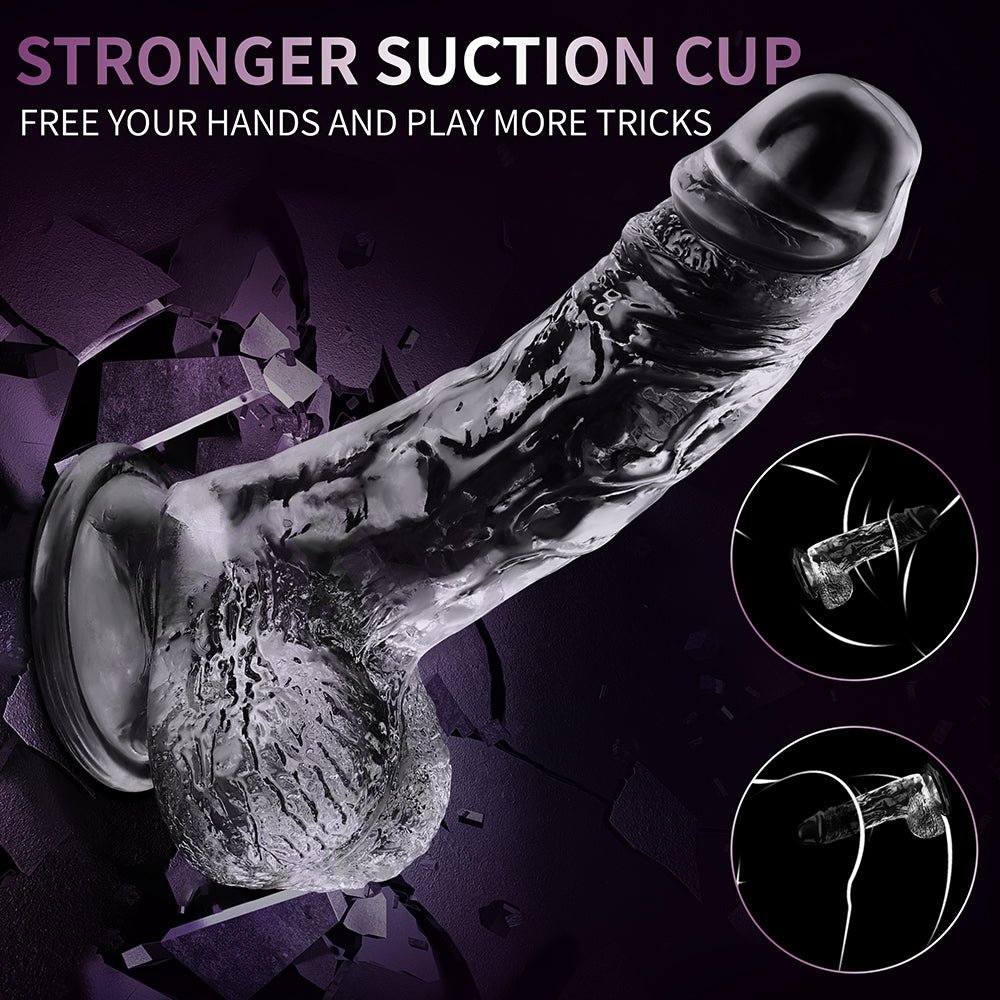 JKALYQ 8.8 Inch Clear Dildo Sex Toys - Realistic Dildos with Powerful Suction Cup for Women