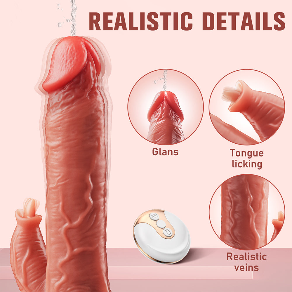 Realistic Vibrating Squirting Dildo for Women - 8.9 inch Ejaculating Dildos Vibrator with 7 Vibration 7 Licking Modes for Clitoral G Spot Stimulation
