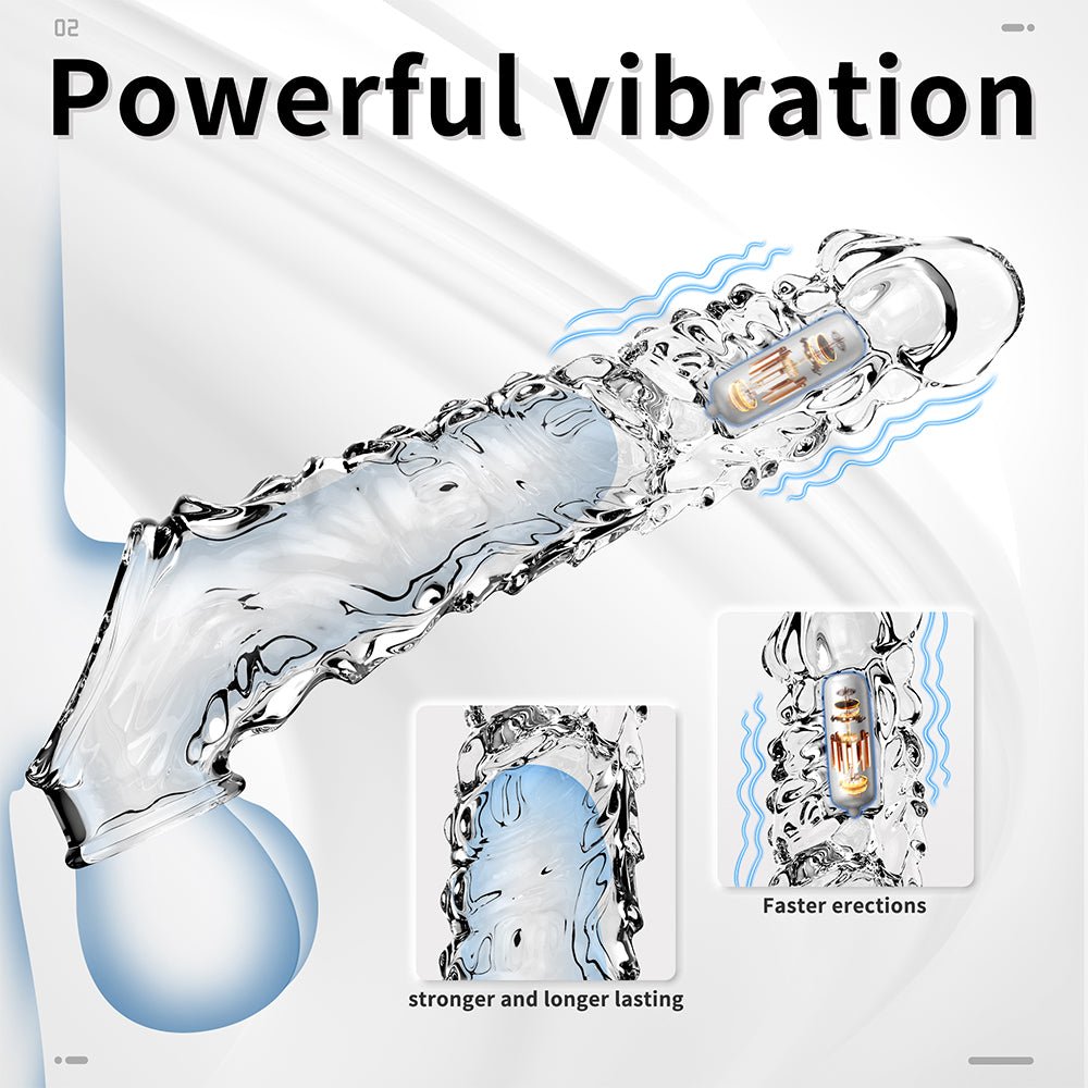 Penis Sleeve Vibrator Cock Ring-3.4 Inch Penis Extender Sleeves with Penis Ring for Cock Enlarger & Girth Male Sex Toys