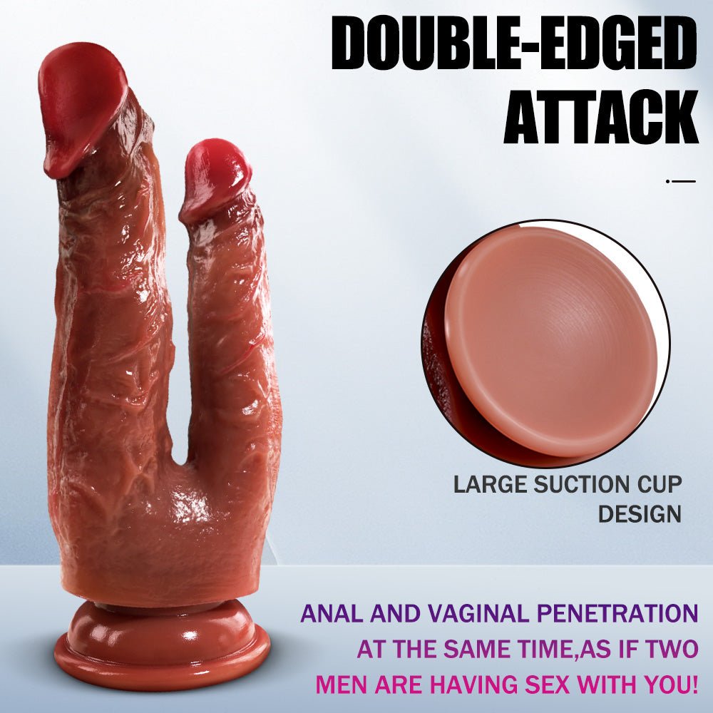 Silicone Double Head Dildo - Realistic Penis with Suction Cups for G-Spot and Anal Stimulation, Ideal for Women and Lesbians