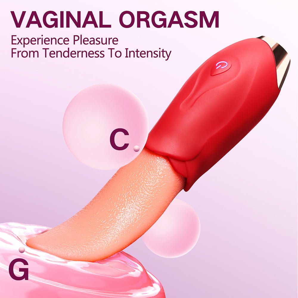 Rose Sex Toy Vibrator for Women - Clitoral G Spot Stimulator with 10 Tongue Licking Vibration Modes