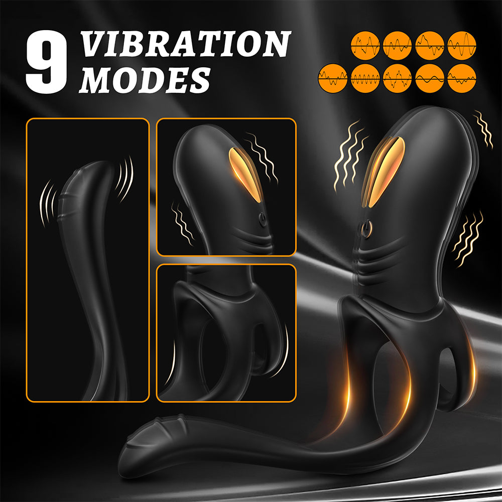 Vibrating Cock Ring Male Sex Toys,AAV 3 in1 Double Penis Ring Vibrator with 10 Vibration Modes