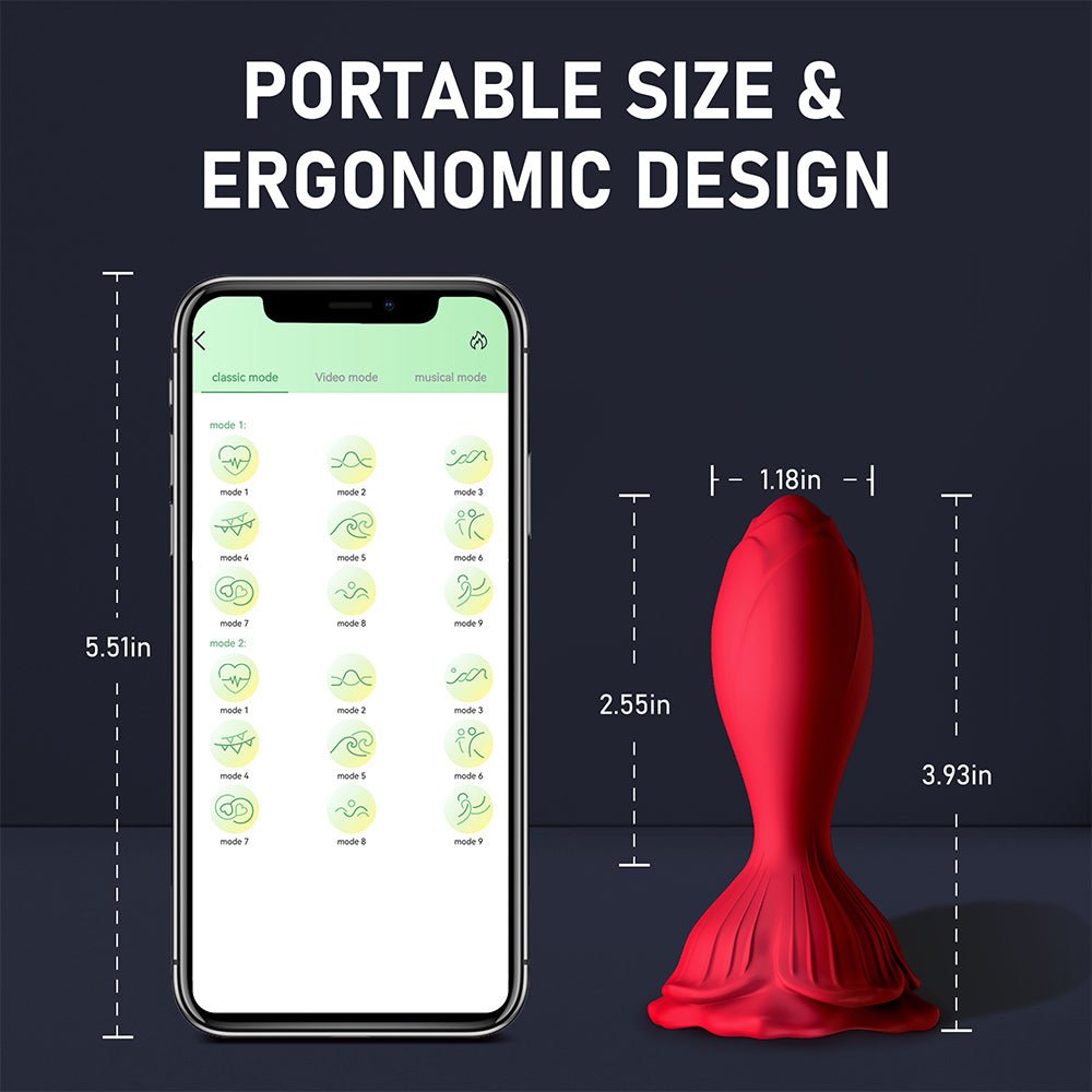 Vibrating Anal Plug Sex Toy - Butt Plug Anal Beads with 9 Vibration Modes APP Remote Control Rose Vibrator
