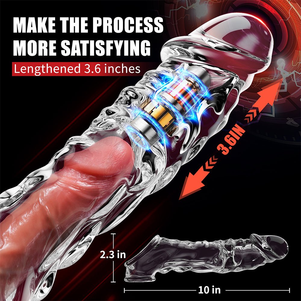 3.6 Inch Clear Cock Sleeve with 10 Vibrating Modes